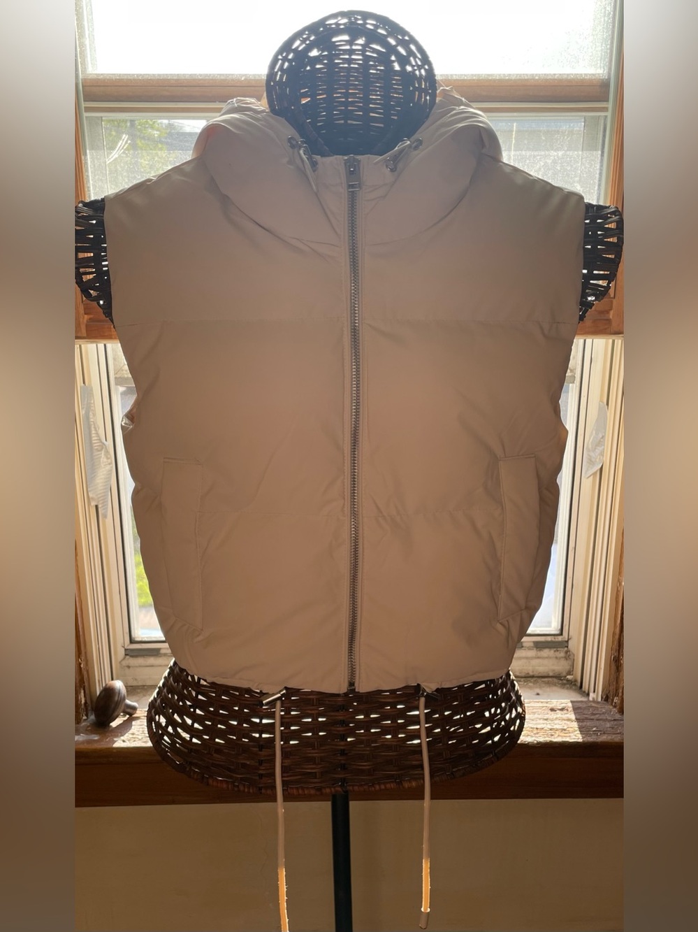 Love Tree Ivory Hooded Puffer Vest